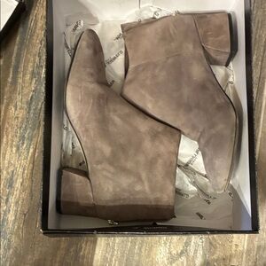Karl Lagerfeld greige kid suede booties.  EUC
With box. Price firm.